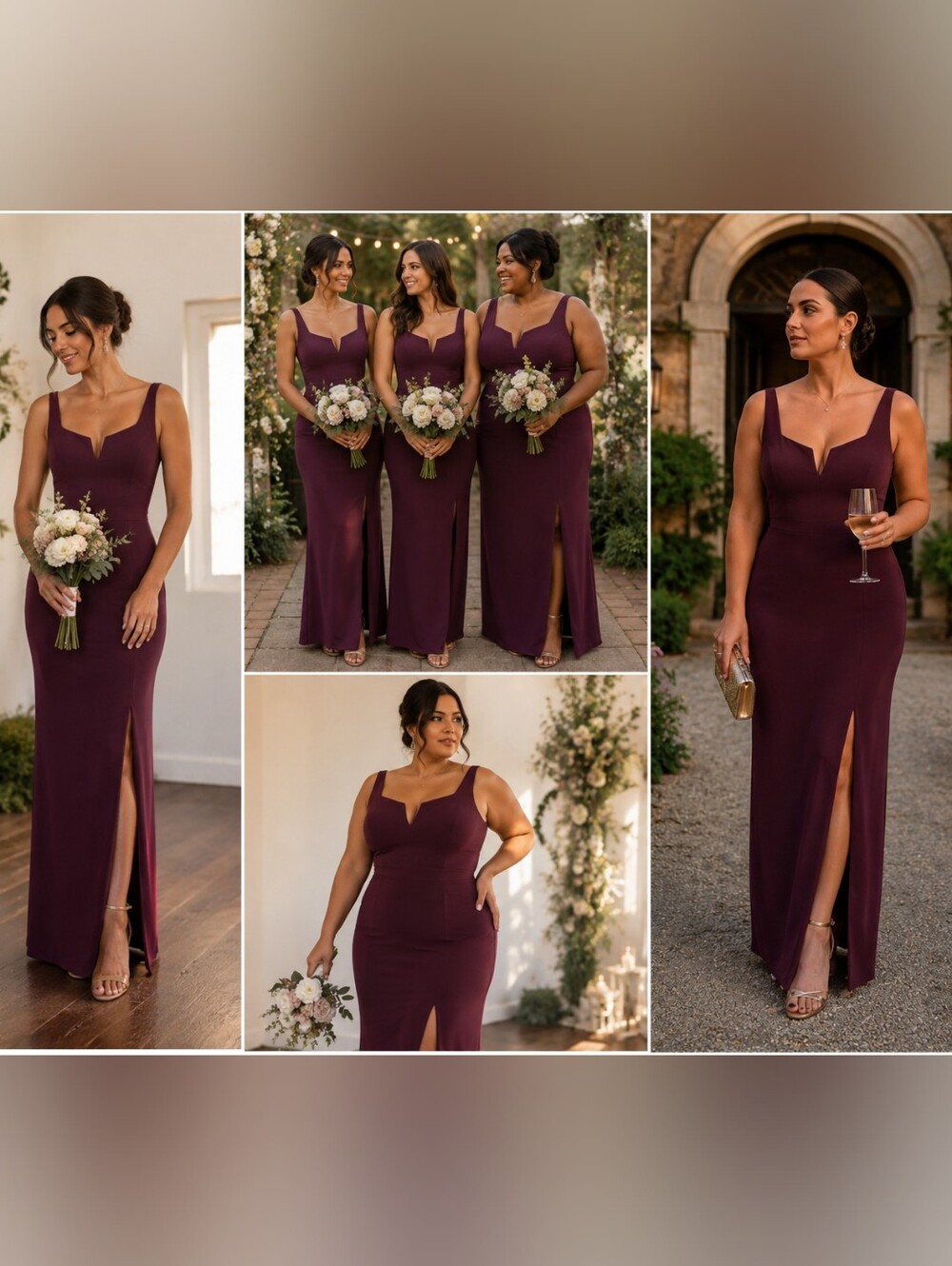 Elegant Plum Evening Gown Or Bridal Party Dress